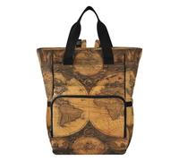 World Map Golden Vintage Art Diaper Bag Backpack Mom Bag Casual Lightweight Large Capacity for Travel Mammy Women Girls