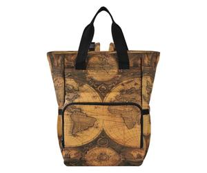 World Map Golden Vintage Art Diaper Bag Backpack Mom Bag Casual Lightweight Large Capacity for Travel Mammy Women Girls