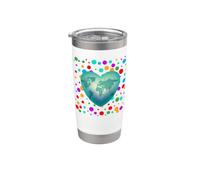 World Map Heart Global Unity Vibrant Spotty Stainless Steel Insulated Tumbler
