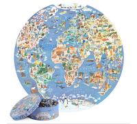 bopster 1000-Piece Round World Map Jigsaw Puzzle for Adults & Teens | Illustrated Globe Design | Premium 1000pc Puzzle | Giftable Family Activity