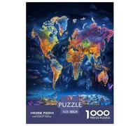 World Map Jigsaw Puzzles Puzzle for Adults Kids. 1000 Pieces Impossible Challenge Toy Educational Game Home Decoration for Educational Games Gifts 38x26cm/1000pcs