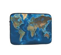 World Map Laptop Case 12 inch, Water Resistant Laptop Sleeve Shockproof Protective Traveling Computer Bag Portable Business Briefcase for Men Women
