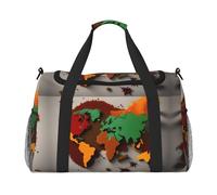 World Map Made of Spices Hand Travel Bag - Large Reusable Shopping Tote Bag, Perfect for Outdoor Activities, Sports, Camping & Groceries, Black, One Size