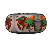 World Map Made of Spices Large Pencil Case Pouch,Soft Pencil Pouch Organizer with Zipper,Portable Pencil Case for Adult