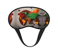 World Map Made of Spices Print Blackout Sleep Mask - Side Sleeper Eye Cover, Soft Comfort, Perfect for Travel, Meditation