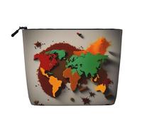 World Map Made of Spices Versatile Travel Toiletry Bag Makeup Bag, Perfect for Daily Use and Business Trips