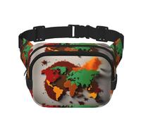 World Map Made of Spices Zipper Fanny Pack, Crossbody Bags with Adjustable Strap for Jogging, Cycling