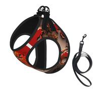 World Map Made up of Spices print Dog Harness and Leash Set, Reflective Adjustable Puppy Vest for Small Medium Large Dogs, Cats