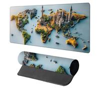 World Map Mouse Pad, Mouse Mat 700x300x3mm, Stitched Edge Design XXL Desk Mat Large, Desk Accessories Gaming Mousemat, Office Accessories Keyboard Pad, for Gaming PC Office Large Mousepad, Blue 1-6725