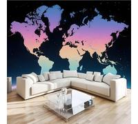 World Map Mural Wallpaper 3D Effect North and South Earth Non-Woven Self-Adhesive Wallpaper Removable Large Photo Sticker TV Background Wall Decor for Living Room Bedroom 400x2800 cm
