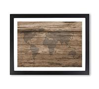 World Map No.1 Modern Framed Print | A2 Black Framed Wall Art | Ready to Hang | Modern Map Picture | Living Room Bedroom Lounge Office