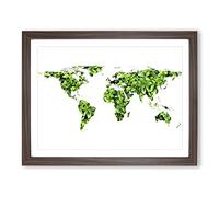 World Map No.4 Modern Framed Wall Art Print, Ready to Hang Picture for Living Room Bedroom Home Office Décor, Walnut A3 (46 x 34 cm)