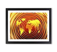 World Map No.5 Modern Framed Print | A3 Black Framed Wall Art | Ready to Hang | Modern Map Picture | Living Room Bedroom Lounge Office