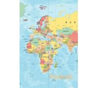 World map notebook: POLITICAL WORLD MAP NOTEBOOK, 100 PAGES, 6X9in, DOT GRID