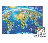 World Map Ocean Animals 1000 Piece Mini Jigsaw Puzzle For Adults Home Decor