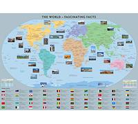 World Map of Fascinating Facts - Paper Laminated - 100cm x 70cm