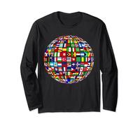 World Map of Flags Globe Atlas Tshirt Flags of the World Long Sleeve T-Shirt
