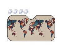 World Map Outline Print Car Windshield Sun Shade, Vehicle Front Window Shield Cover Sun Visor Protection