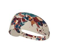 World Map Outline Print Sports Headband Women Men, Sweat Band Breathable Workout Sweatband for Running Yoga Gym