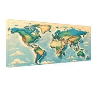 World Map Paint by Numbers for Adults Beginner, Craft Paint by Number Kits for Kids, Without Frame, DIY Color Oil Painting Acrylic Paints Gifts Drawing Paintwork for Home Wall Decoration 24x48in Z424