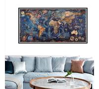 World Map Paint by Numbers for Adults Retro Style Paint by Numbers Kits for Children, DIY Painting by Numbers Adult Crafts Kits Acrylic Pigment Drawing Paintwork for Home Decor, with Frame 40x80cm