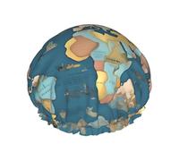 World Map pattern Print Soft Shower Cap for Women Men Reusable hat Lightweight hat and Bath Hair Cap