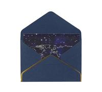 World Map Pearl Paper Greeting Card With Envelope Gold Trimmed Wedding Party Christmas Invitation