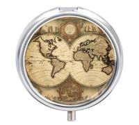 World Map Pill Box 3 Compartment Small Pill Case Cute 7-Day Weekly Pill Organizer Daily Medicine Container and Vitamin Planner Round Pill Dispenser for Travel Medicine Holder