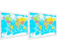 World Map Poster for Wall - 84 x 60cm 2026 Large Map of World Wall Art Atlas - Classroom or Geography Gift (Pack of 2)