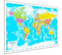 World Map Poster for Wall A1 84x60cm - Political, Write On Wipe Off Gloss