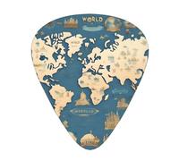 World Map Print 12 Pcs Guitar Picks Fit Lovers 3 Different Thickness 0.46 0.71 0.96mm