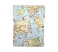 World Map Print 13-inch Laptop Sleeve, Slim Shockproof Insertion Design Leather Laptop Case for Office, School, Travel