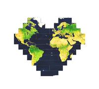 World Map Print Building Brick Block Puzzle Heart Shape Brick Puzzle 3D Jigsaw DIY Home Decor
