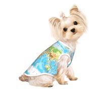 World Map print Dog Clothes T Shirts for Small Dogs Breathable Puppy Kitten Dog Shirts for Pet Dogs Cats