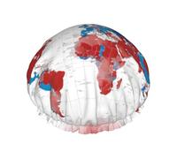 World Map Print Double Layers Shower Cap Bathing Shower Caps Ladies Men Shower Caps Salon Home Use