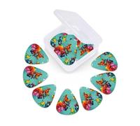World Map print Guitar Picks 12 Pack, Mixed (0.46-0.96mm) with Storage Case for Guitar,ukulele