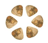 World Map print Guitar Picks 12PCS Mixed Gauges(0.46/0.71/0.96mm) with Case, for Guitar/Ukulele