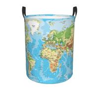 World Map Print Laundry Hamper Basket Tall Laundry Basket, Hamper For Blanket Storage For Bedroom