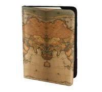 World Map print Leather Card Case Travel Accessories Passport Holder Cover Wallet for Women Men, Black, One Size