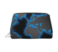 World Map Print Leather Makeup ba Leather Makeup Bag - Stylish Travel & Toiletry Companion