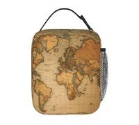 World Map Print Lunch Bag for Office Work Picnic Insulated Lunch Box Reusable Lunchbox Bag for Adults