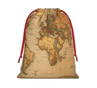 World Map Print Reusable Drawstring Gift Bags For Candy Bag Birthday, Wedding Or Daily