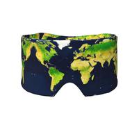 World Map Print Sleep Eye and Ear Muffs Mask - Adjustable Yoga Travel Headband, Keep Warm Shading Comfortable Aid