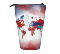 World Map Print Standing Pencil Case Telescopic Pencil Bag Pop Up Pencil Pouch Pen Pouch Makeup Cosmetics Bag