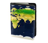 World Map print Travel Wallet Passport Holder Case for Family Leather Passport Cover for Men Women, Black, One Size