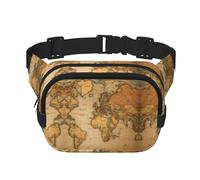 World Map Print Trendy pack crossbod Square Double Layer Waist Bag Travel and Workout Accessory