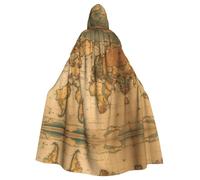 World Map Print Unisex Adults Hooded Cloak Cape,Hooded Robe Cloak,Oversized Hood Cloak,Halloween Cloak