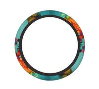 World Map Print Universal Fit Steering Wheel Sleeve, Anti Slip Breathable Car Grip, Easy Install 15in/38cm Cover