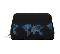 World Map Printed Beauty Pouch, Large Makeup Holder with Built-in Sponge Protection for Home and Trip