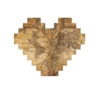 World Map Printed Jigsaw Puzzle 10.8x12.8 CM, Heart-Shaped Puzzle Challenging Game for Adults, Fun Decorative Wall Decor